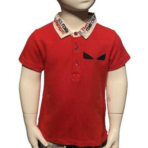 Fendi Boys Red Polo Fendi Print, Age 2 - V & G Luxe Boutique