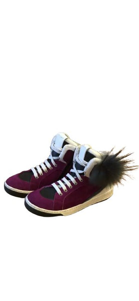 Fendi Kids Girls Purple Leather High Top Boots Sneakers, UK Size 12 (EU 30) - V & G Luxe Boutique
