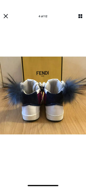 Fendi Kids Girls Purple Leather High Top Boots Sneakers, UK Size 12 (EU 30) - V & G Luxe Boutique