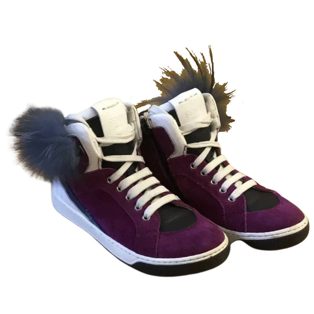 Fendi Kids Girls Purple Leather High Top Boots Sneakers, UK Size 12 (EU 30) - V & G Luxe Boutique