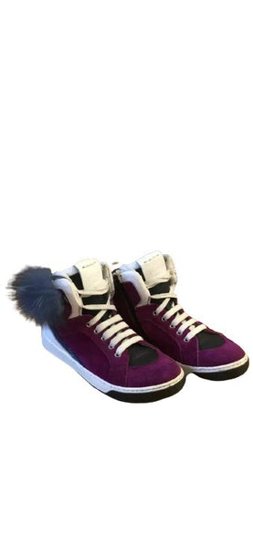 Fendi Kids Girls Purple Leather High Top Boots Sneakers, UK Size 12 (EU 30) - V & G Luxe Boutique