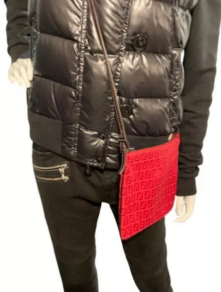 Fendi Lipstick Red FF Logo Print Shoulder Body Canvas Bag - V & G Luxe Boutique