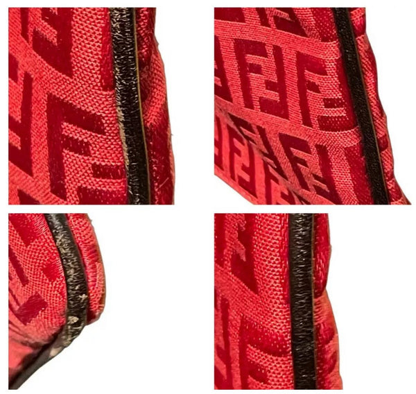 Fendi Lipstick Red FF Logo Print Shoulder Body Canvas Bag - V & G Luxe Boutique