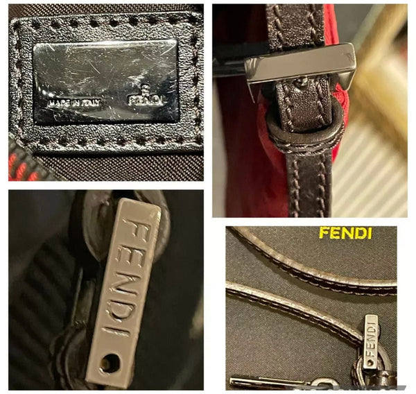 Fendi Lipstick Red FF Logo Print Shoulder Body Canvas Bag - V & G Luxe Boutique
