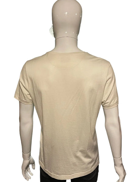 Fendi Men's Cream Cotton Zucca Logo Applique T-Shirt Size L - V & G Luxe Boutique