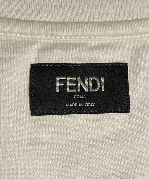 Fendi Men's Cream Cotton Zucca Logo Applique T-Shirt Size L - V & G Luxe Boutique