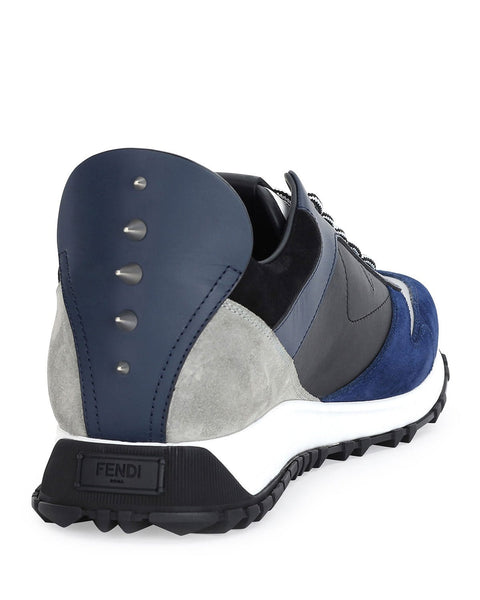 Fendi Men's Monster Suede & Leather Spike-Back Sneakers, UK Size 8 - V & G Luxe Boutique
