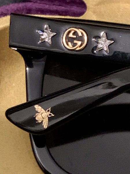 Gucci Black GG Logo Crystal Star Sunglasses - V & G Luxe Boutique