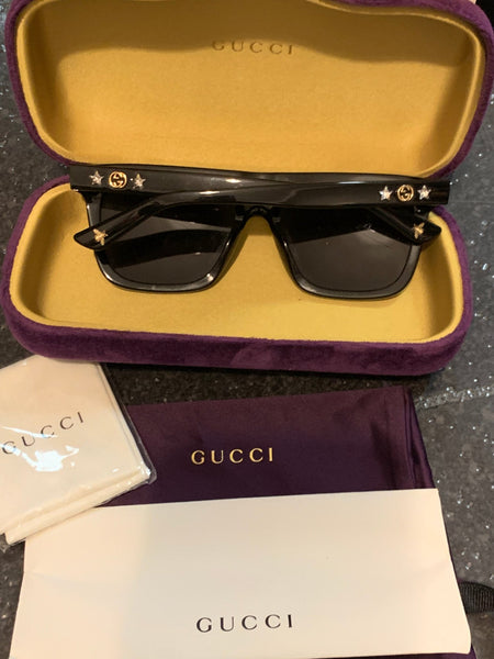 Gucci Black GG Logo Crystal Star Sunglasses - V & G Luxe Boutique