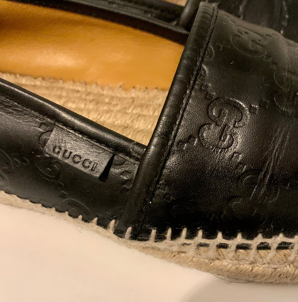 Gucci Black GG Logo Supreme Guccissima Supreme Signature Leather Espadrilles, UK Size 5 - V & G Luxe Boutique