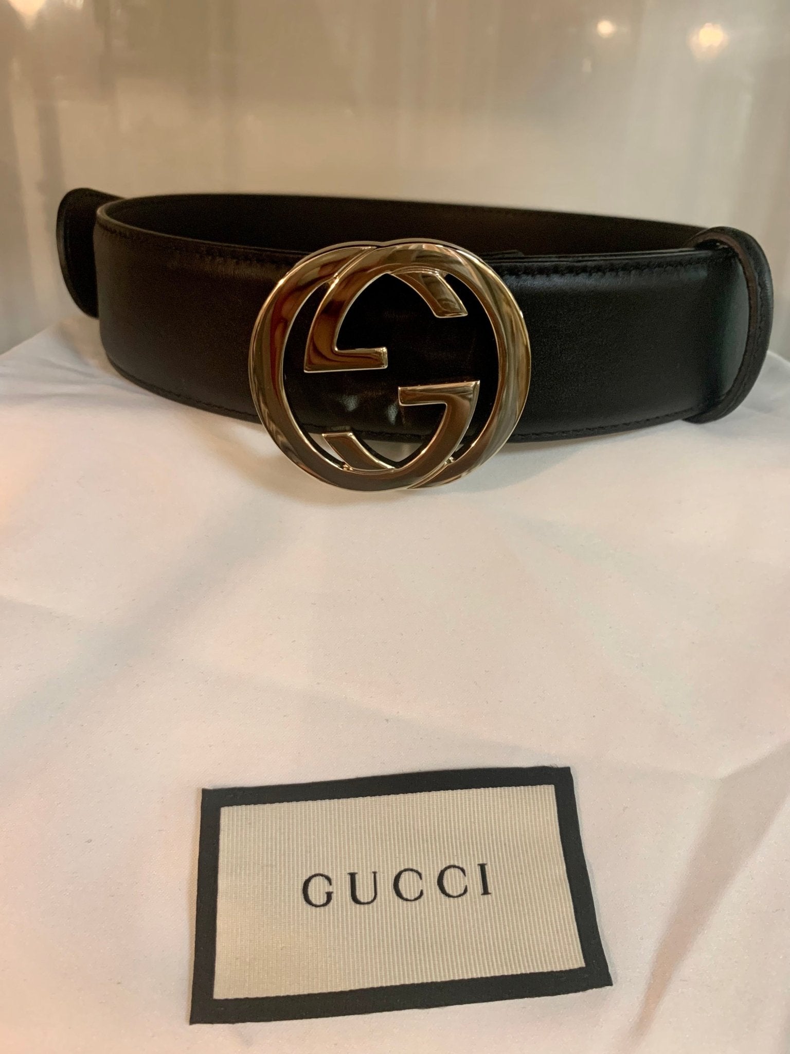 Gucci Interlocking GG Signature Leather Belt - Size 34