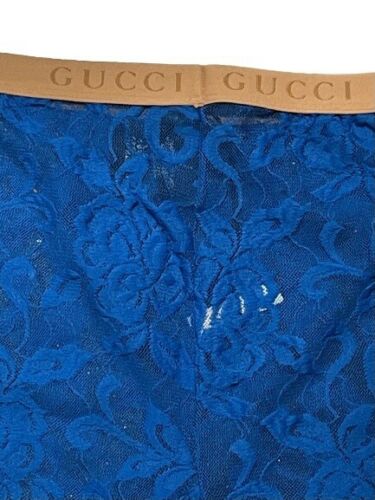 Gucci Blue Floral Lace Tights Size Small - V & G Luxe Boutique