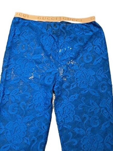 Gucci Blue Floral Lace Tights Size Small - V & G Luxe Boutique