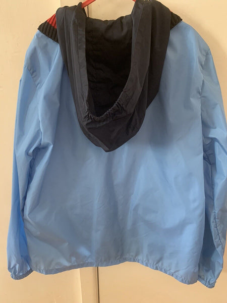 GUCCI Boys Blue Webbed Windbreaker Hooded Lightweight Jacket 10 Yrs - V & G Luxe Boutique