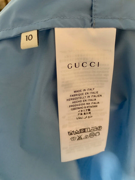 GUCCI Boys Blue Webbed Windbreaker Hooded Lightweight Jacket 10 Yrs - V & G Luxe Boutique