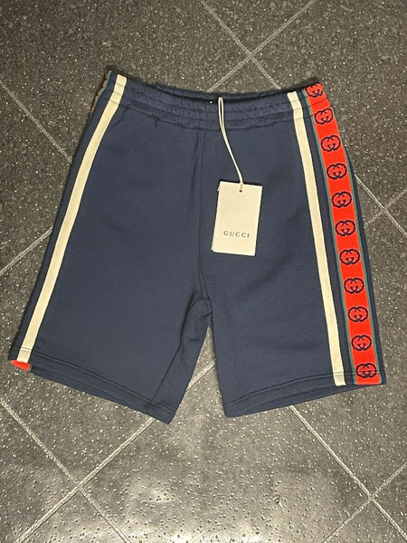 GUCCI Boys Navy Blue GG Logo Shorts Size Age 36 Months 3 Years - V & G Luxe Boutique