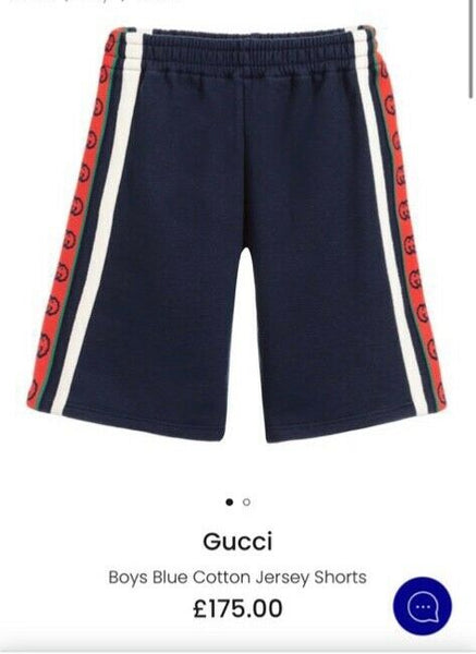 GUCCI Boys Navy Blue GG Logo Shorts Size Age 36 Months 3 Years - V & G Luxe Boutique