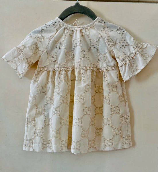 Gucci Brand New Baby Girls Micro GG Natural White Age 3/6 Months - V & G Luxe Boutique