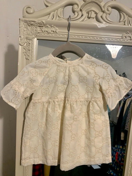 Gucci Brand New Baby Girls Micro GG Natural White Age 3/6 Months - V & G Luxe Boutique