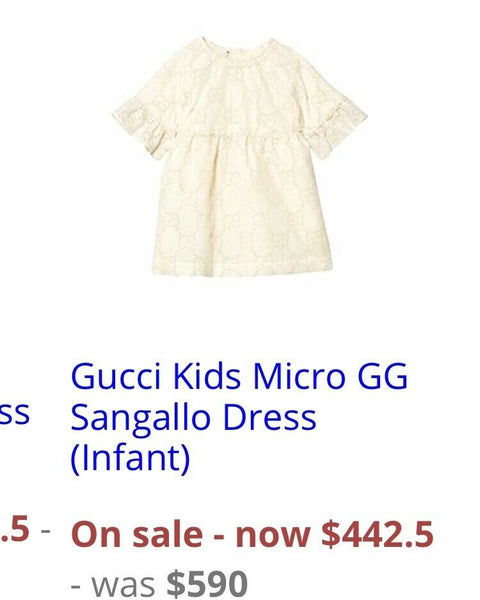 Gucci Brand New Baby Girls Micro GG Natural White Age 3/6 Months - V & G Luxe Boutique
