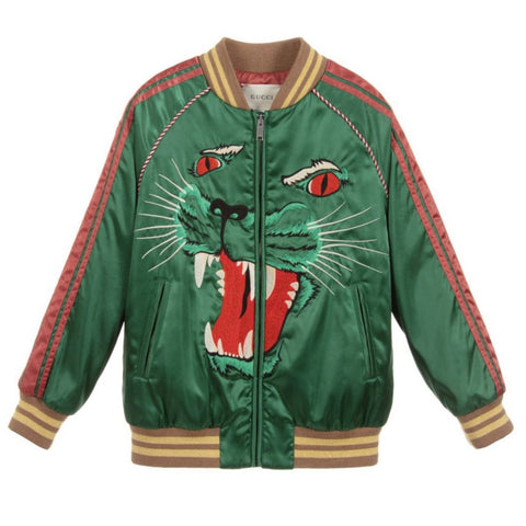 Gucci Brand New Boys Green Satin Bomber Jacket Age 12 - V & G Luxe Boutique