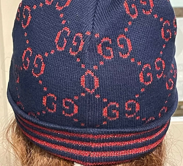 Gucci Brand New Girls Blue & Red GG Logo Hat, Size Medium (Age 7-9) - V & G Luxe Boutique