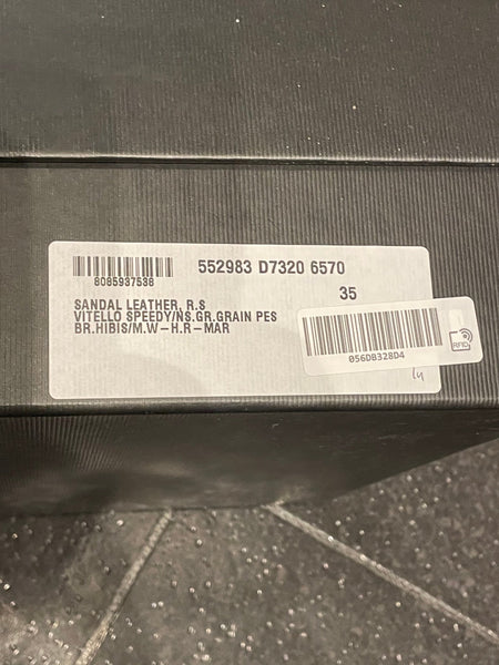 Gucci Brand New Girls Sylvie Leather Web Sandals, UK Size 2 (EU 35) - V & G Luxe Boutique
