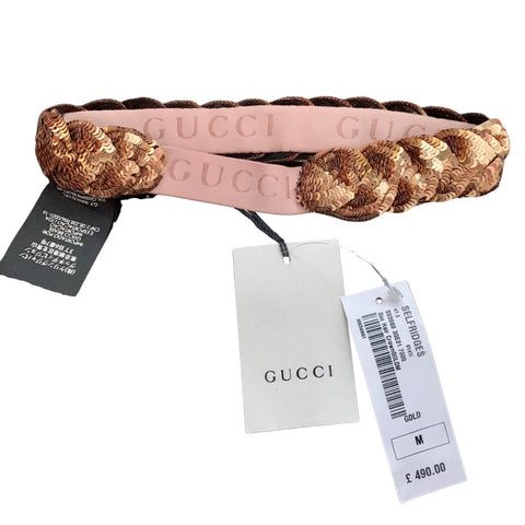 Gucci Brand New Gold Sequinned Hairband, One Size - V & G Luxe Boutique