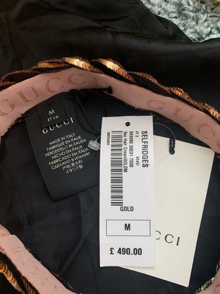 Gucci Brand New Gold Sequinned Hairband, One Size - V & G Luxe Boutique