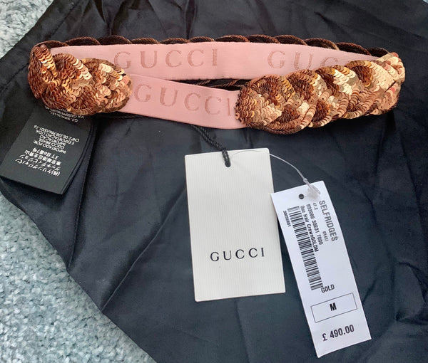 Gucci Brand New Gold Sequinned Hairband, One Size - V & G Luxe Boutique