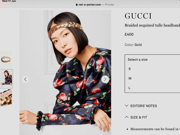 Gucci Brand New Gold Sequinned Hairband, One Size - V & G Luxe Boutique