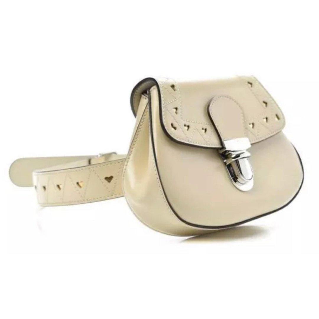 Gucci Brand New Off White Calfskin Girls / Ladies Heart Belt Bag - V & G Luxe Boutique