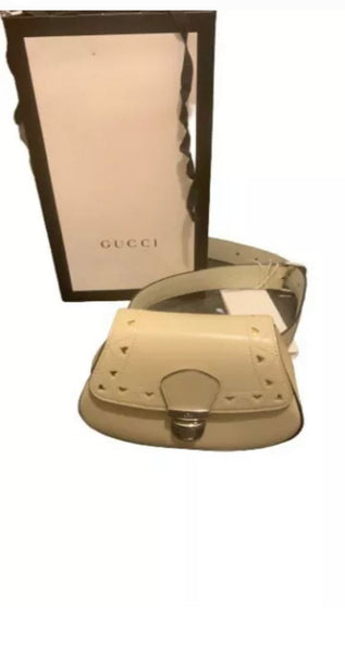 Gucci Brand New Off White Calfskin Girls / Ladies Heart Belt Bag - V & G Luxe Boutique