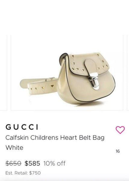 Gucci Brand New Off White Calfskin Girls / Ladies Heart Belt Bag - V & G Luxe Boutique