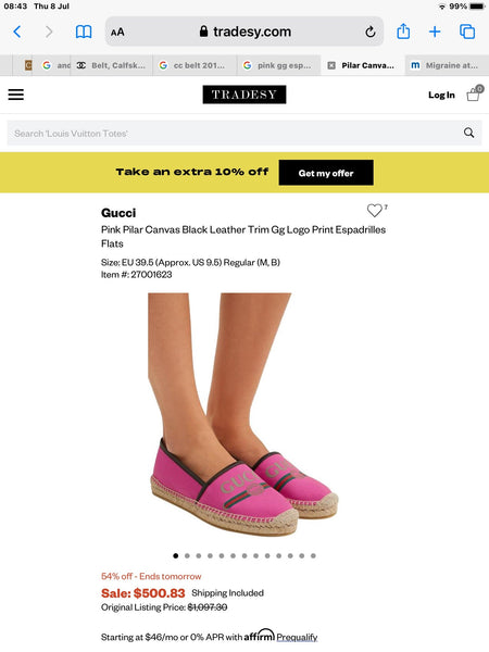Gucci Brand New Pink Canvas GG Logo Espadrilles, UK Size 6 - V & G Luxe Boutique