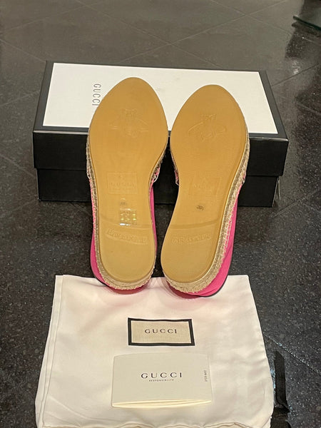 Gucci Brand New Pink Canvas GG Logo Espadrilles, UK Size 6 - V & G Luxe Boutique