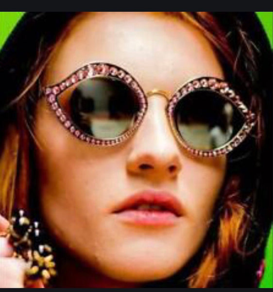 Gucci Brand New Pink Cat Crystal Eye Lips Sunglasses - V & G Luxe Boutique