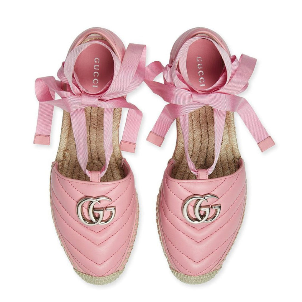 Gucci Brand New Pink Matelasse Ankle Wrap Espadrilles Size UK 6 V G Luxe Boutique