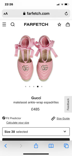 Gucci Brand New Pink Matelassé Ankle-Wrap Espadrilles, Size UK 6 - V & G Luxe Boutique