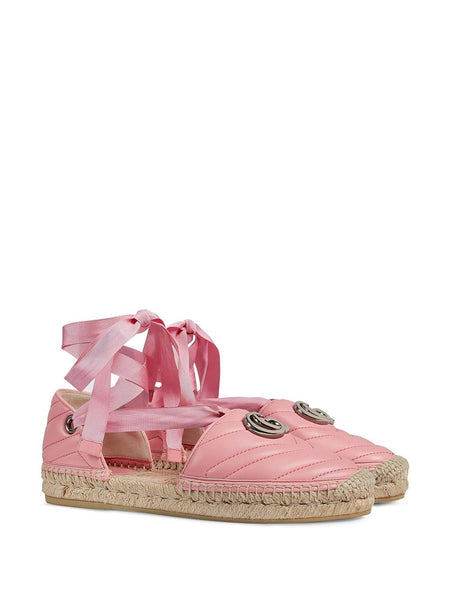 Gucci Brand New Pink Matelassé Ankle-Wrap Espadrilles, Size UK 6 - V & G Luxe Boutique