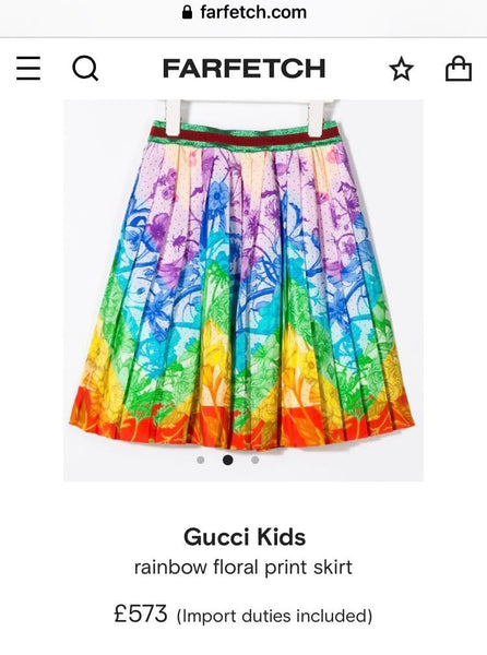 Gucci Brand New Rainbow Floral Print Skirt, Age 12 / Small Adult - V & G Luxe Boutique