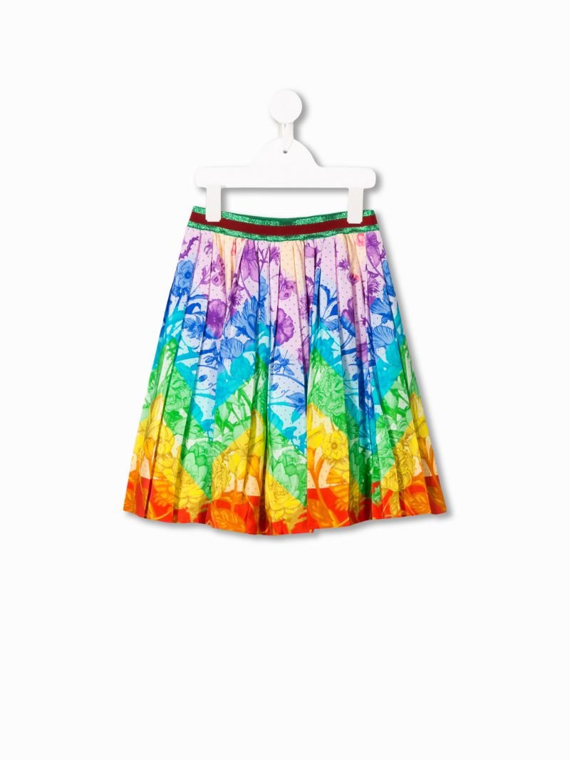 Gucci Brand New Rainbow Floral Print Skirt Age 12 Small Adult V G Luxe Boutique