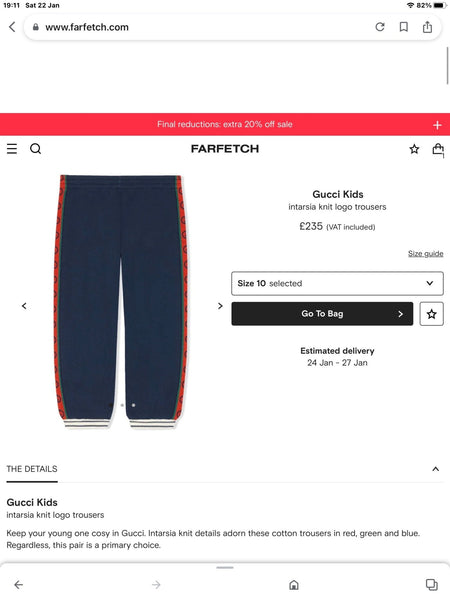 Gucci Brand New Signature Logo Navy Boys Joggers, Age 10 - V & G Luxe Boutique