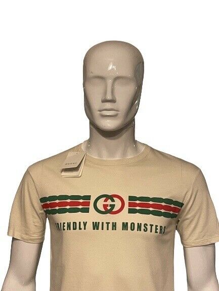 【新品タグ付き】GUCCI Tシャツ FRIENDLYWITH MONSTERS Gucci Friendly With Monsters Print Cream T-shirt Age12/Small Adult