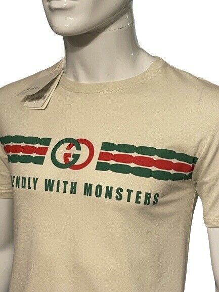 Gucci Friendly With Monsters Print Cream T-shirt Age12/Small Adult - V & G Luxe Boutique