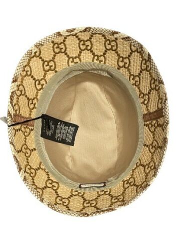 Gucci GG Raffia Bucket Hat with Snakeskin Trim Size Small - V & G Luxe Boutique