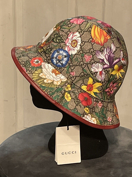 Gucci GG Supreme Monogram Flora Fedora Red Hat Size Medium/57 CM - V & G Luxe Boutique