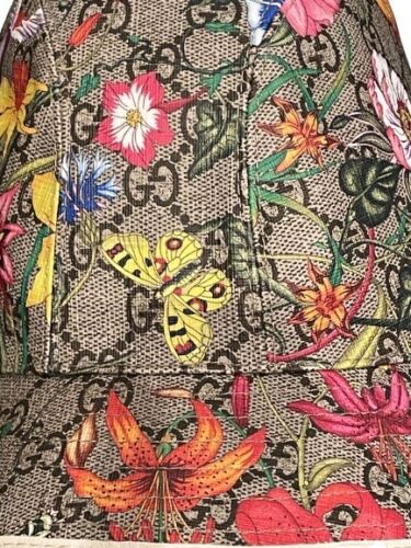 Gucci GG Supreme Monogram Flora Print Fedora White Trim Hat Size M/57 cm - V & G Luxe Boutique