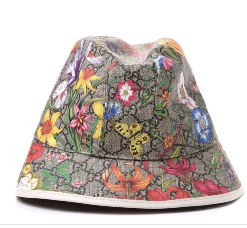 Gucci GG Supreme Monogram Flora Print Fedora White Trim Hat Size M/57 cm - V & G Luxe Boutique