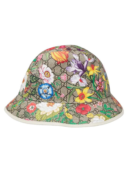 Gucci GG Supreme Monogram Flora Print Fedora White Trim Hat Size M/57 cm - V & G Luxe Boutique
